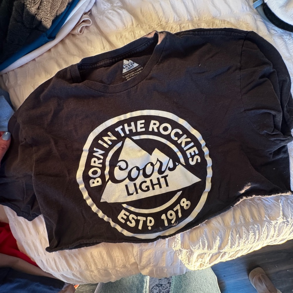 Coors Light Black Graphic Crop T-Shirt